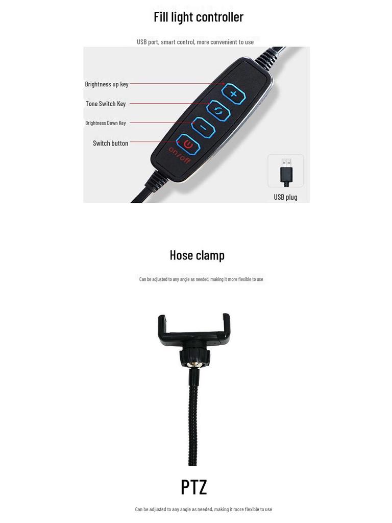 Multifunctional Floor-Standing Phone Tripod with Fill Light for Live Streaming and Beauty Enhancement