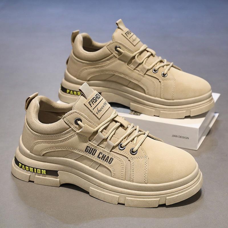 Fashion Lace-up Men's Hiking Shoes New Breathable Platform Work Shoes Comfortable Non-slip Casual Sneakers Outdoor Jogging Shoes