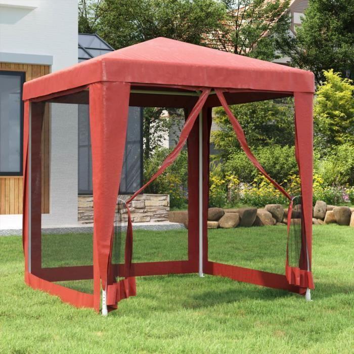 VidaXL Tente de fête avec 4 parois latérales en maille Rouge 2x2m PEHD 319220