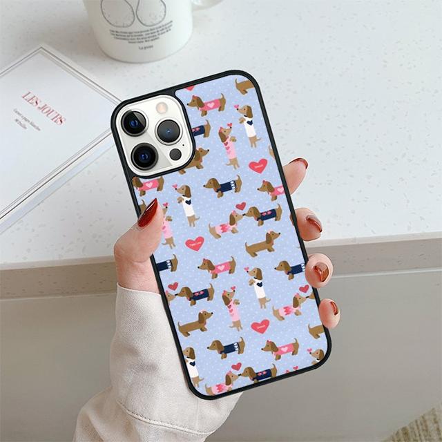 Cartoon Dachshund Sausage Dog Phone Case For iPhone 17 Air 13 12 14 15 16  Cover For Apple Pro Max Plus Coque