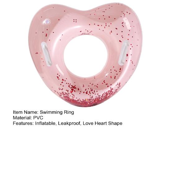 Love Heart Kids Swimming Ring with Handle Summer Baby Inflatable Swim Ring Thickened PVC Pool Float Tube Ring Toy