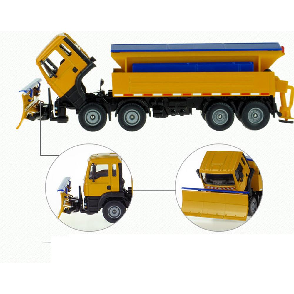 1/50 Toys Car Alloy Model Diecast Snow Sweeper Winter Service Vehicle Removable Cover 8 Wheel Cleaner Tractor Diecast Hobby