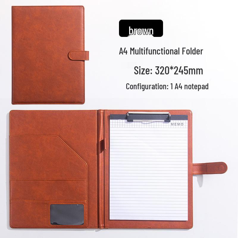 A4 Magnetic Leather Document Folder: Multifunctional Business Manager with Custom Logo