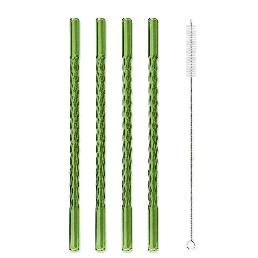 Colorful High Borosilicate Glass Straw Eco Friendly Drinking Straw 4Pcs Reusable Glass Straw Cocktail Smoothie Bar Accessories 5