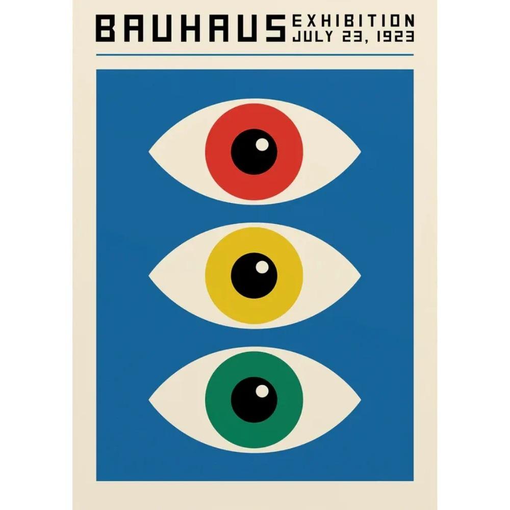 Minimalist Bauhaus Eyes Canvas Print Mid Century Bauhaus Music Vinyl Geometric Wall Art Poster for Modern Living Room Home Decor