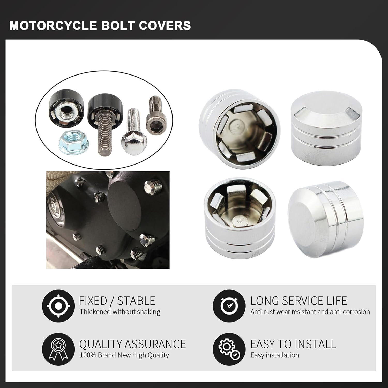 

Крышки болтов Болты головки двигателя Топперы Колпачки Комплект Алюминий для Harley Twin Cam Touring 2007-2016 Road King Electra Glide Street Glides Road Glide FLT чёрный