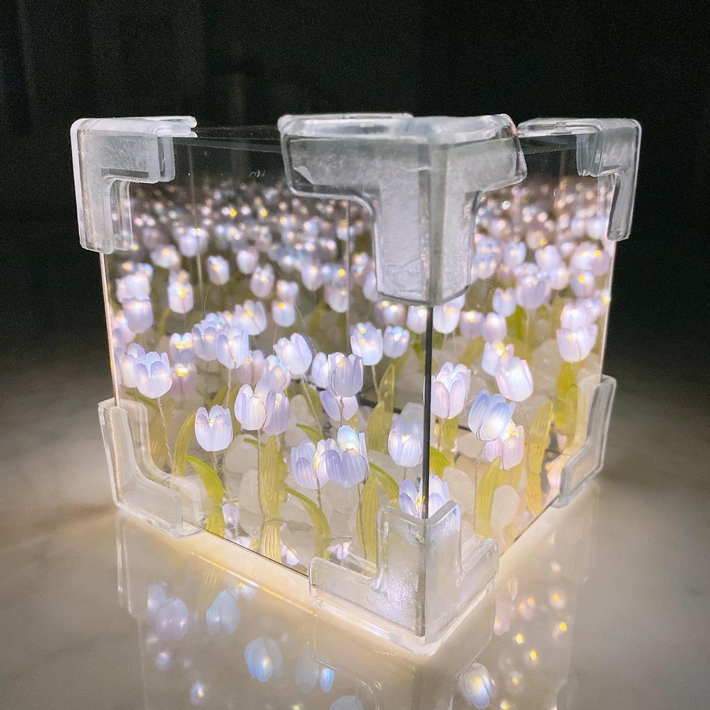 DIY Educational Building Blocks - Handmade Cloud Flower Tulip Night Light for Enhancing Hand-Eye Coordination