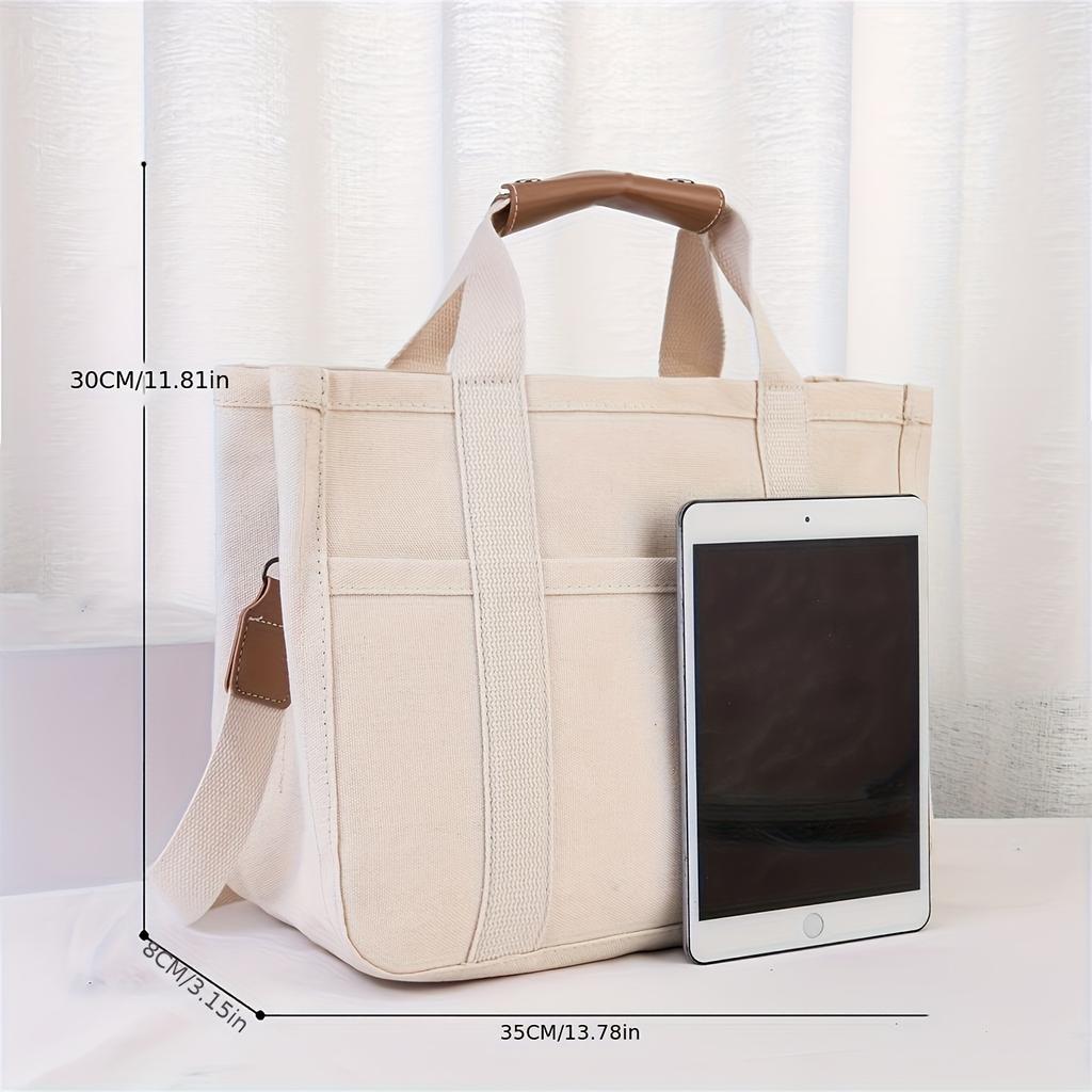 Large Capacity Multi-Pocket Shoulder Bag with Compartments, Multifunctional Tote, Durable Handles, Beige