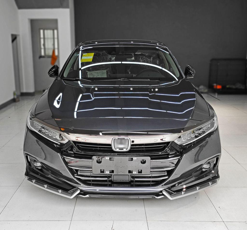 Compatible 2022 Honda Accord 10.5th Gen Aerodynamic Kit: Front Lip, Side Skirts, Rear Spoiler.