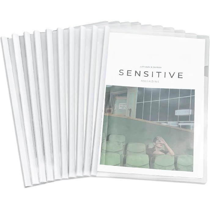 M&G 10 Pack Report Covers with Sliding Bar, 5mm Clear Report Folder for A4 and Letter Size Paper,35 Sheet Presentation Folders, 8.7X 12.2inch 10mm Sliding Bar