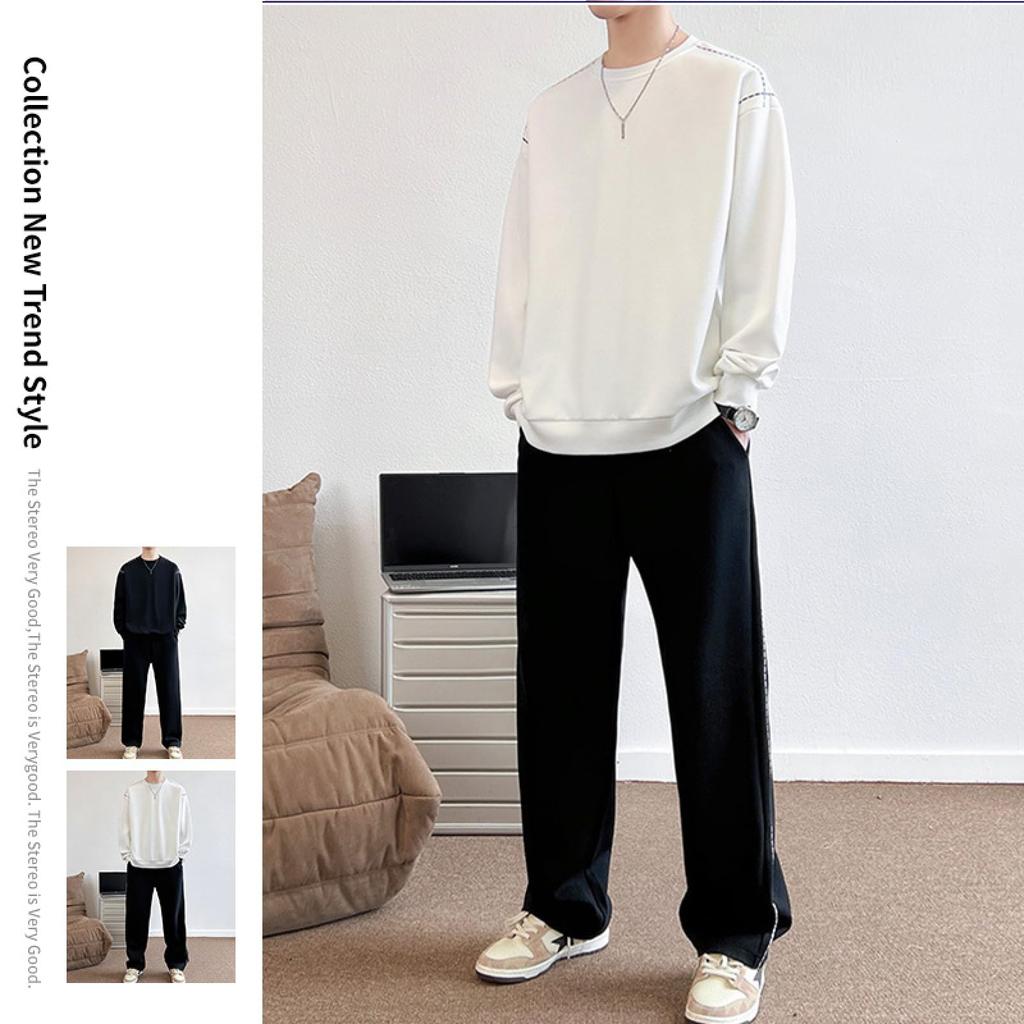 ANONIE Sweatshirt and Hoodie Soft and Korean Perfect for and Size M Men's Set, Comfortable, Style, Spring, Autumn, Winter, White,