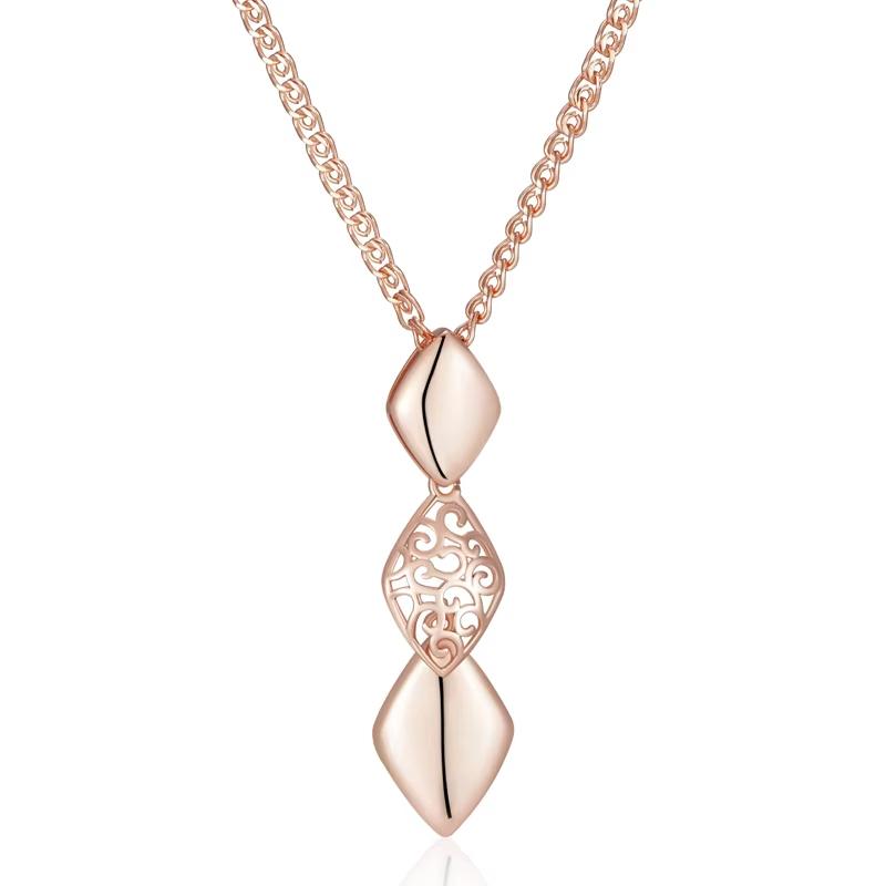 

Блестящий геометрический кулон в форме ромба, женское золотистое ожерелье, элегантная текстура, роскошные украшения золотой