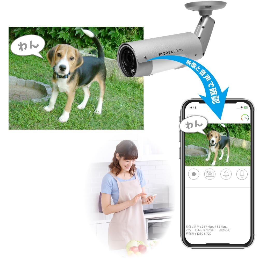 Planex SmartCam Outdoor compatible Low light color Full HD One-click camera! CS-TX83FHD