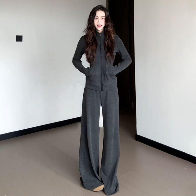 

Women s Striped Jacket & Wide-Leg Pants Two-Piece Set 2XL