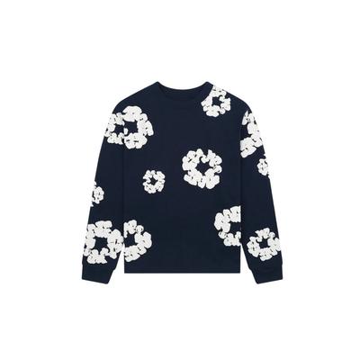 Denim Tears Long Sleeve Cotton Wreath T-shirt Navy