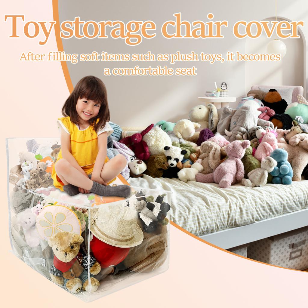 Plush Toy Stuffed Bean Bag Clear Sofas Chair Cover Large Zipper Lazy Seat Storage Child Adult Tatami No Filler Included