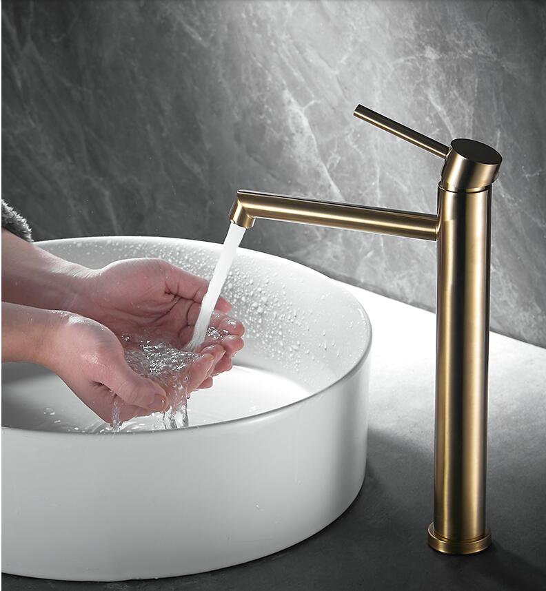 Basin Faucets Brush Gold Bathroom Faucet Single handle Basin Mixer Tap Bath Black Gray Chrome Faucet 304 SUS Sink Water Crane