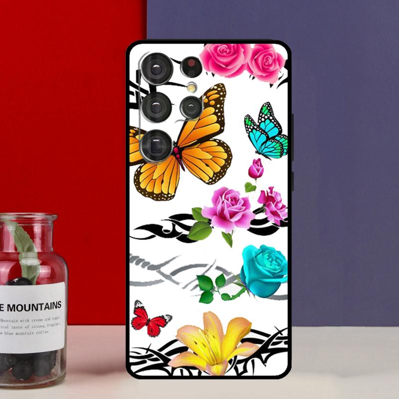 Butterfly Flower Funda Case For Samsung Galaxy S25 Ultra S9 S10 S20 S21 S22 Plus S23 FE S24 Ultra Phone Cover