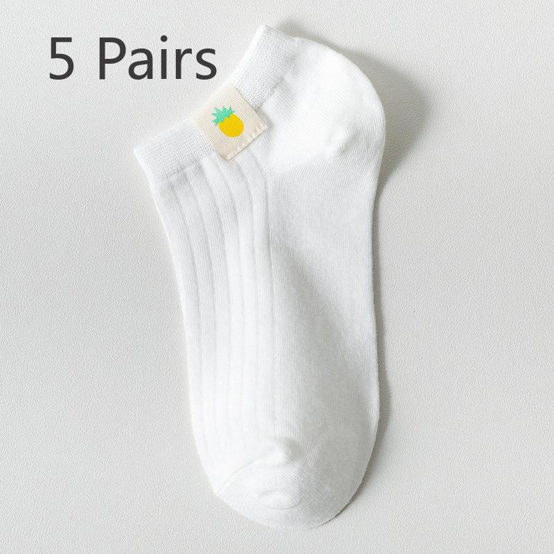 5 Pairs Socks Women's Shallow Mouth Boat Socks Cute Short Spring Summer Thin