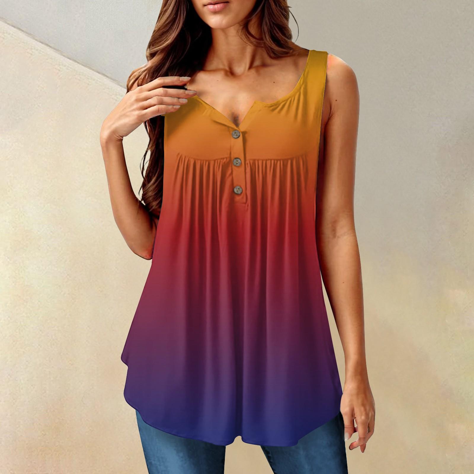 

Женская мода плиссированная безрукавка повседневная футболка жилет топ на пуговицах XXXXXL киноварь