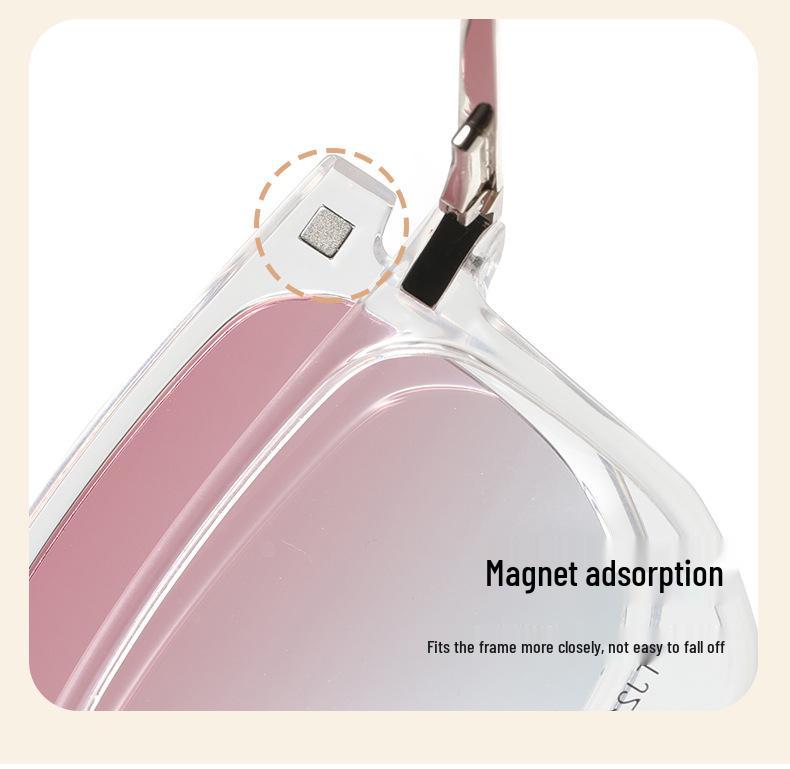 2181 Women's Polarized Magnetic Clip-On Dual-Use Prescription Glasses and Blush Gradient Sunglasses