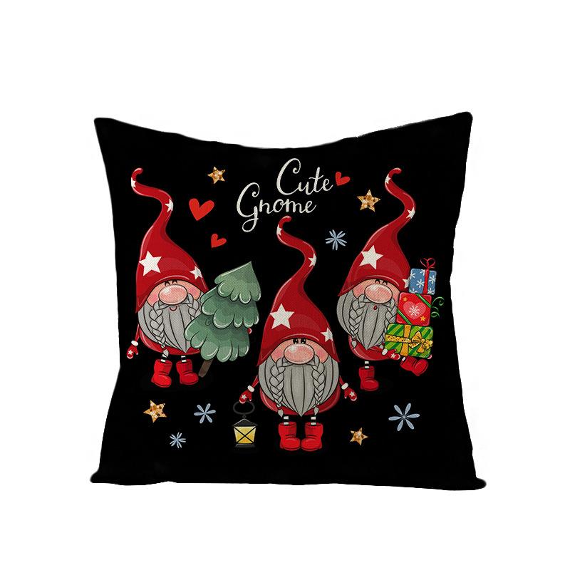 Christmas Pillow Case Red and Black Plaid Christmas Tree Snowflake Polyester Series Printed Sofa Cushion