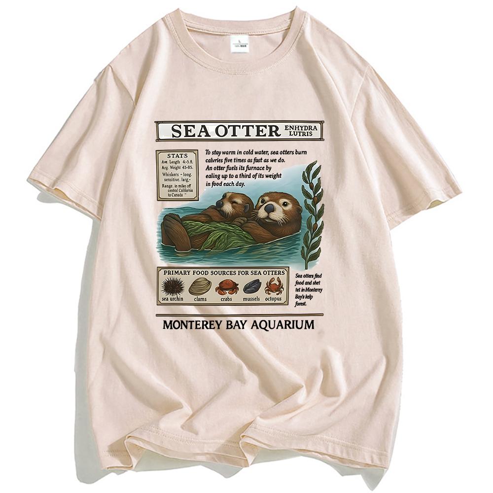 Seeotter Monterey Bay Aquarium T-Shirts Grafikdruck Kleidung Unisex Streetwear Kurzarm Baumwoll T-Shirts Unisex Oberteile