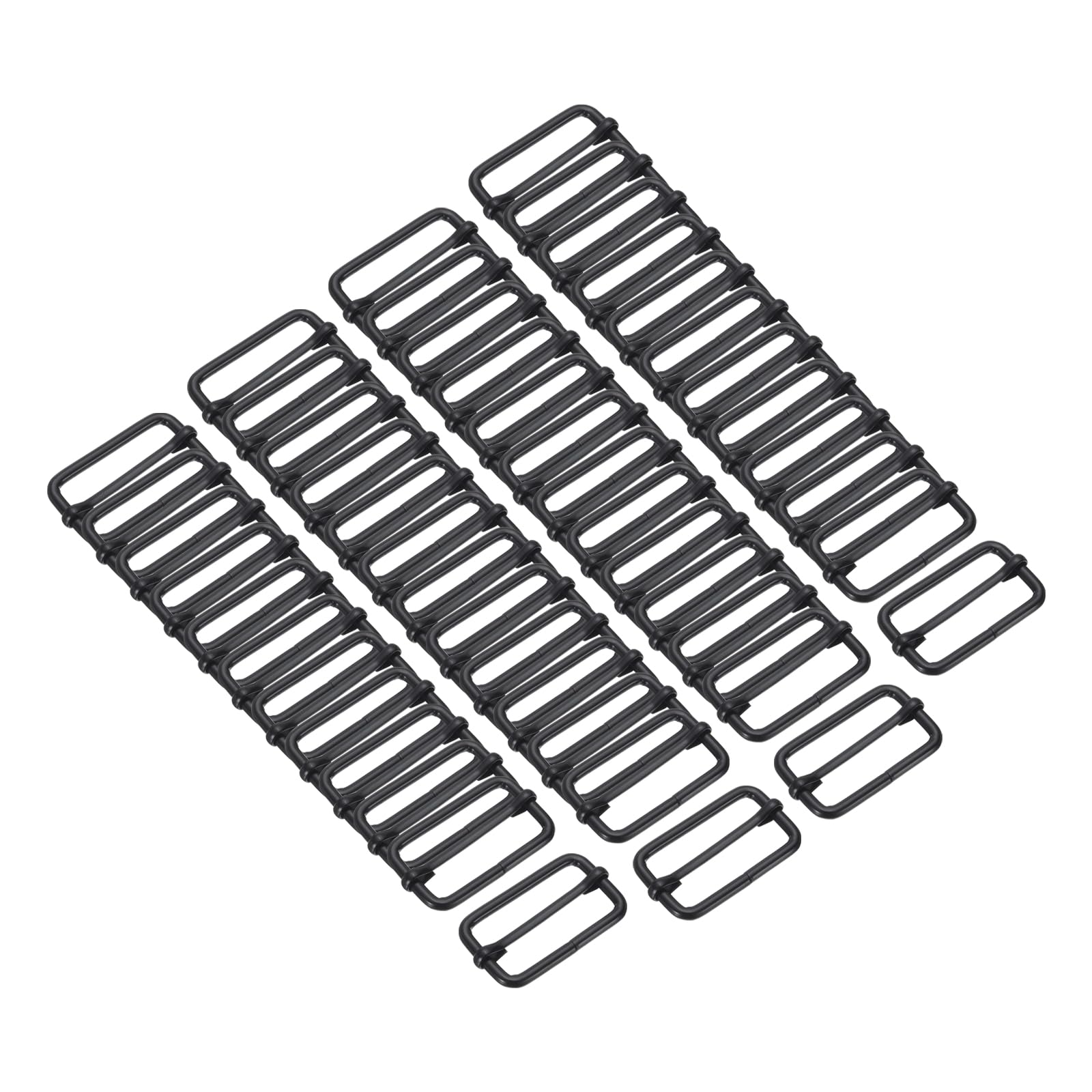 

50 Pack Metal Slide Adjustment Buckle 1 Rectangular Slide Adjuster Webbing Strap Slider [uxcell] 1/2 Tri-Glide (Black)