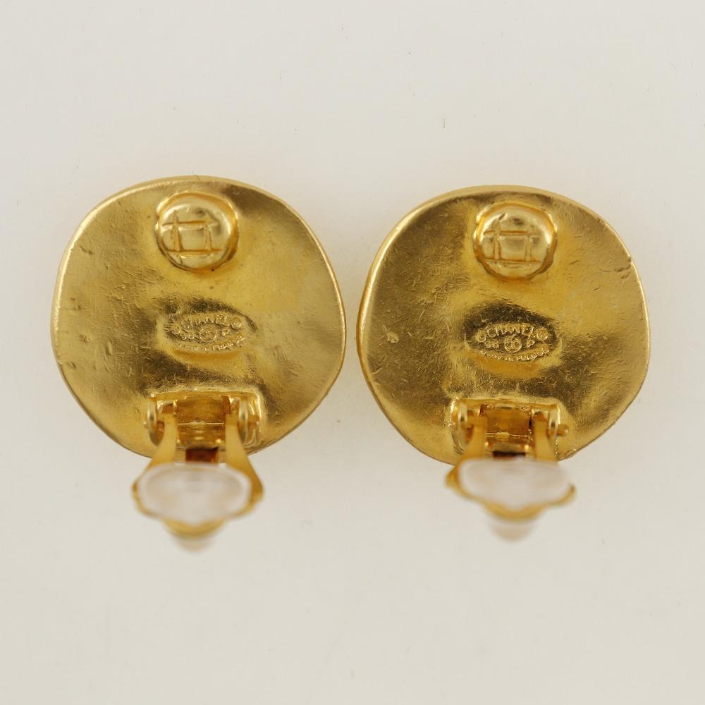 Chanel COCO Mark Earring Vintage Plated Gold 20.9g Women Used