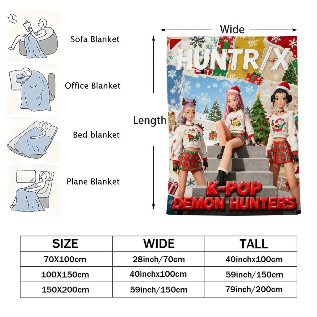 K Pop Demon Hunters Flannel Blanket Cover Warmth Soft Multifunctional Decorative Blanket Universal Blankets Christmas Gifts