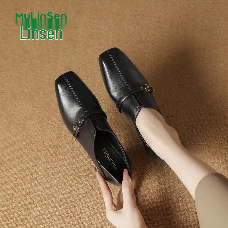 MULINSEN Women s Square Toe Block Heel Loafers 36