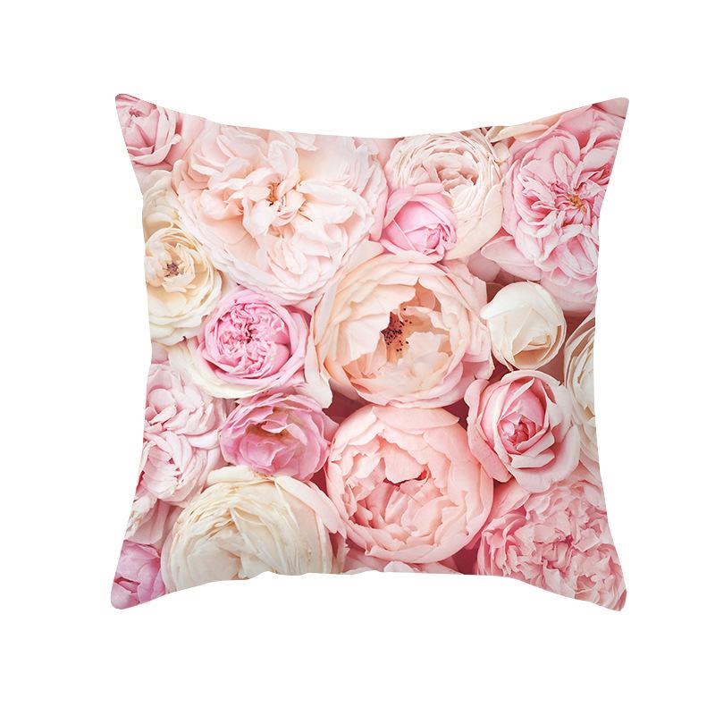 Pfirsichhaut Bedruckter Kissenbezug Rosa Ins Wind Blumen und Blätter Wohnzimmer Zuhause Kissenbezug Kissenbezug