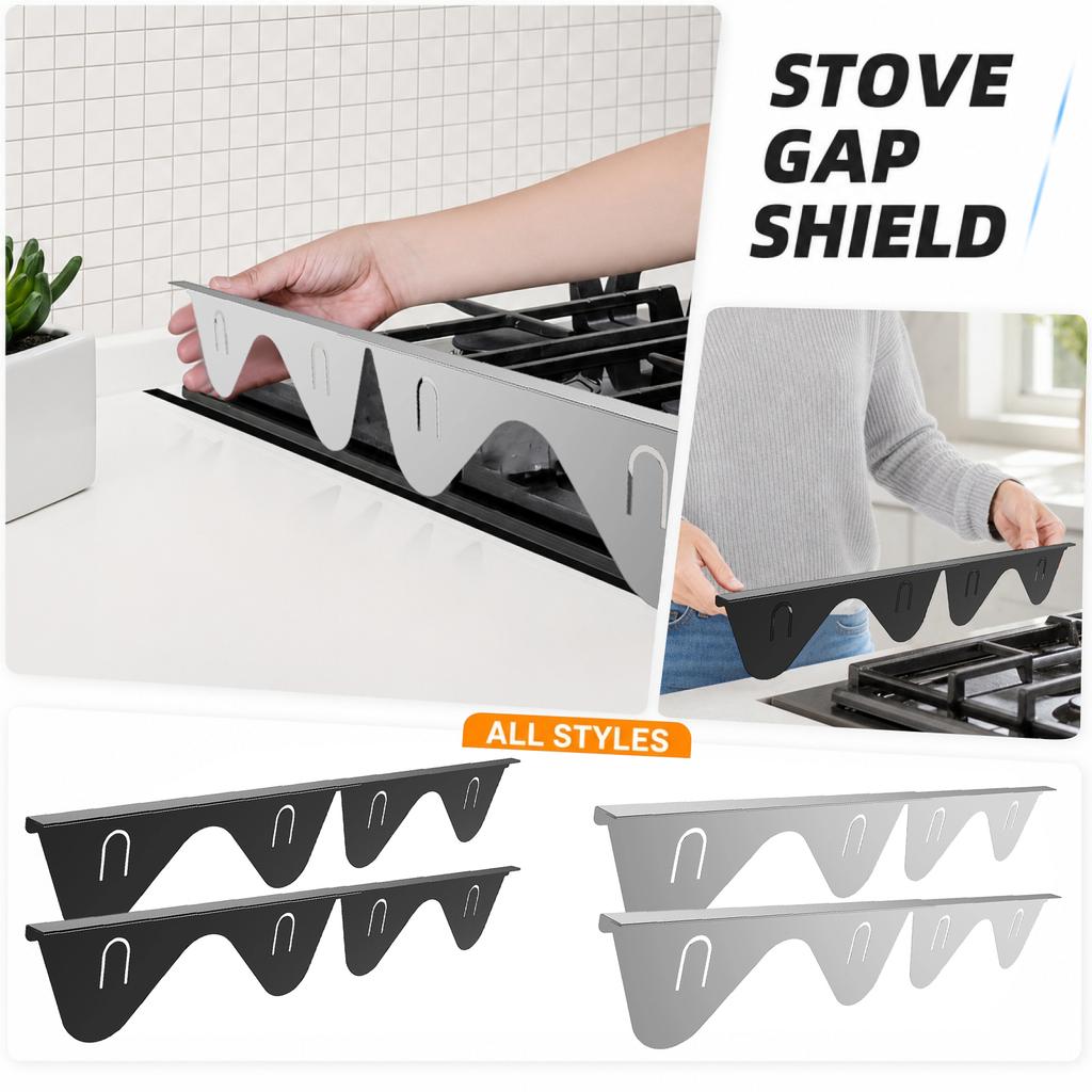 Stainless Steel Stove Gap Cover 4-Piece Set Kitchen Appliance Gap Filler Protector for Countertop and Stove Seam