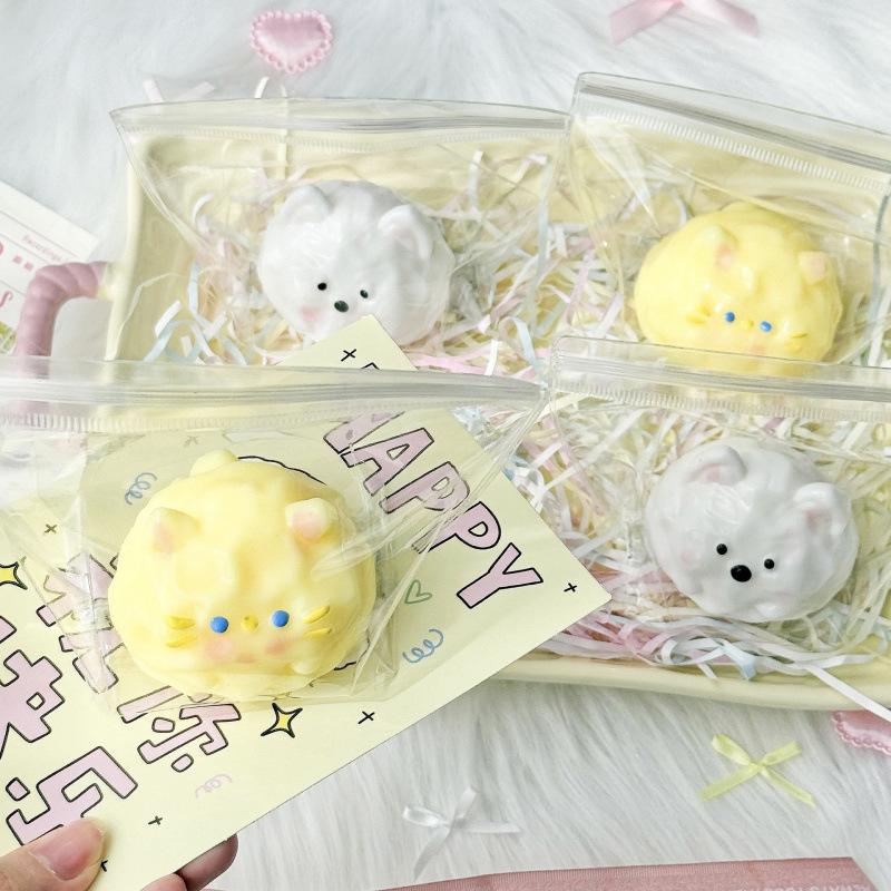 1/2Pcs Kawaii Puppy Cat Milk Shell Squeeze Toy Stress Relief Sensory Play Toys Desktop Decor Gift For Kids Adult Office Home