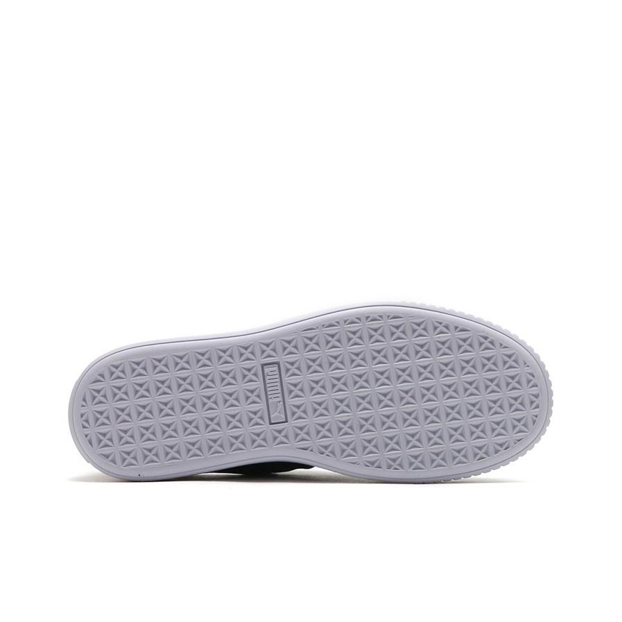 Puma Basket Platform Strap Samtseil - Schwarze Damen Sneaker Weiß 364068-01