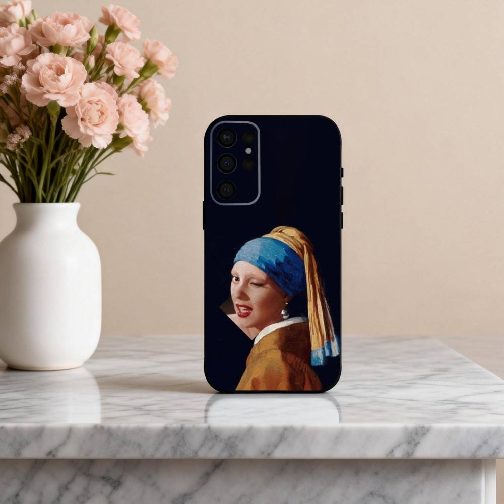 P-Painting A-Art V-Vermeer G-Girl Phone Case For Samsung S25,24,23,22,30,21,10,9,Ultra,Plus,Lite,FE,4,5 G Soft Black Case