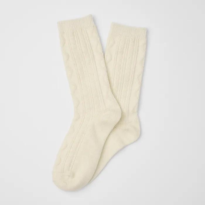 wool cable cozy socks (3colors)