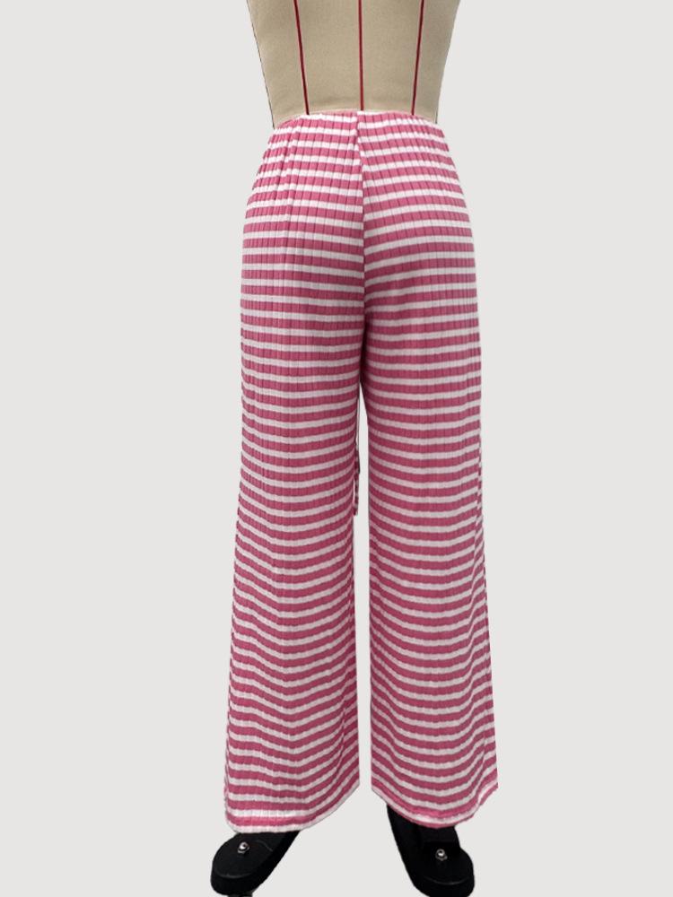 2026 Autumn/Winter Women's Casual Striped Cotton Drawstring Pants