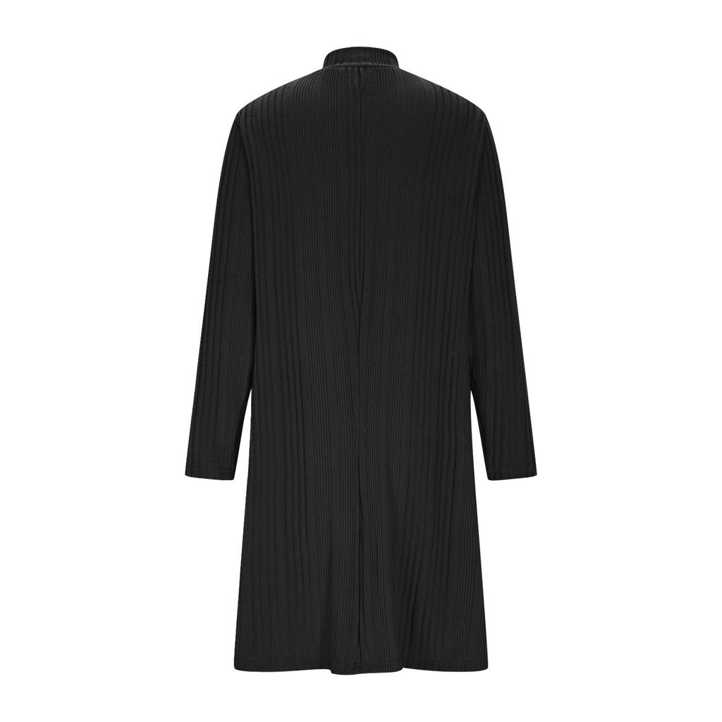 Ladies' Solid Color Elegant Zipper Round Neck Women's Stripe Dress