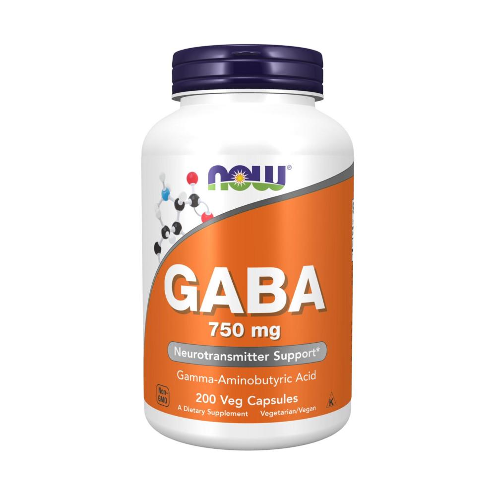 GABA Now Foods 750mg Veggie Capsules 200 Tablets 1 pcs