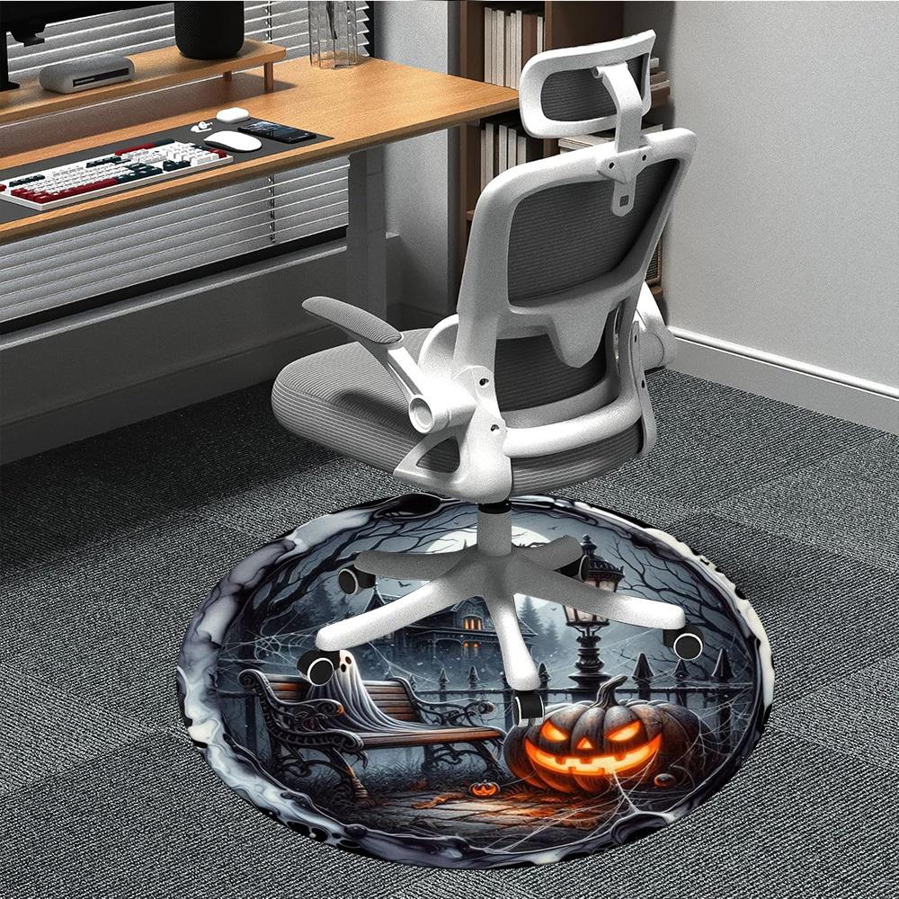 

1pc Haunted House Scene Chair Carpet for Office, Round Polyester Mat, Indoor Decor for Office, Washable Non-slip Carpet yy251219091 80cm by 80cm