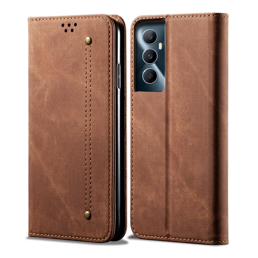 Pentru Husă Realme C65 4G Textură Pânză Jeans Piele Folio Flip Acoperire Telefon