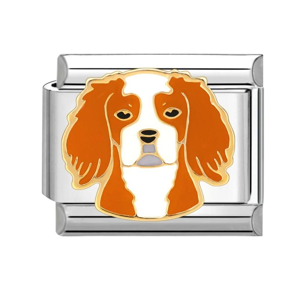 9mm Italian Modular Bracelet Links Beads Stainless Steel Dog Charm Connector Modular Design Stainless Steel Bracelet Family Gift