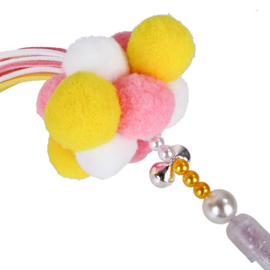 Haustier Katzen Kätzchen Pompom Plüschball Glocke Quaste Teaser Zauberstab Stock Spiel Biss Spielzeug