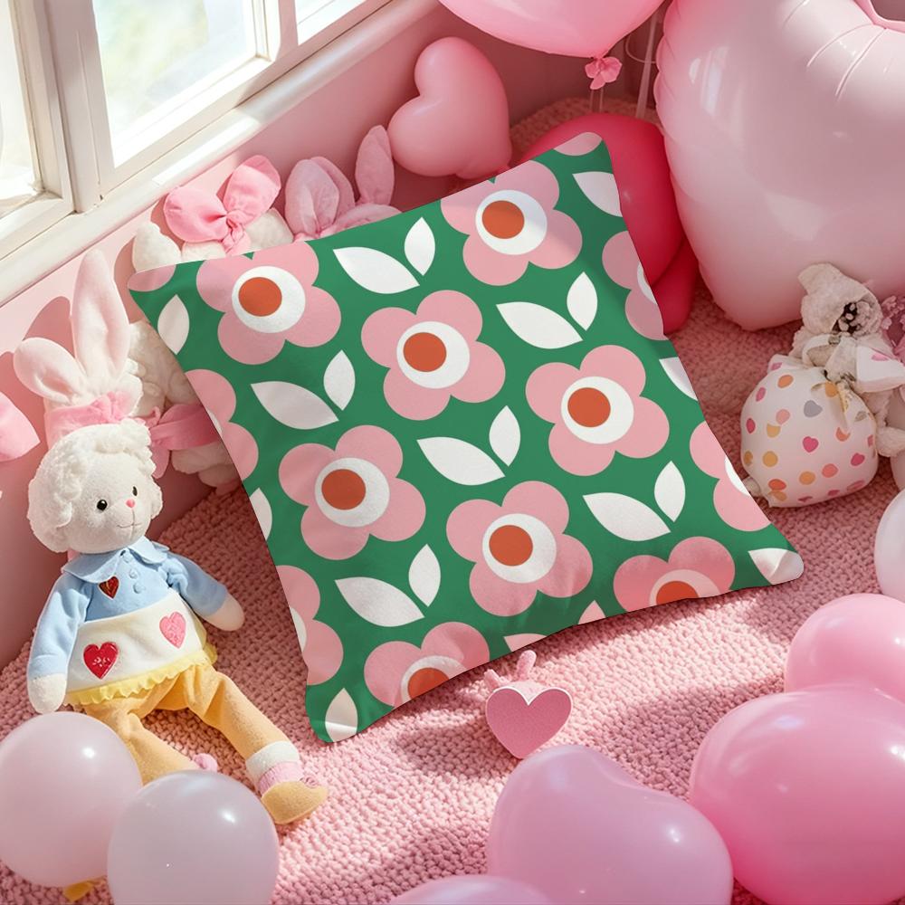 O-Orla Kiely Flower Cushion Cover Pattern Printed Pillowcase for Living Room Sofa Cushion Cover & Bedroom Decor