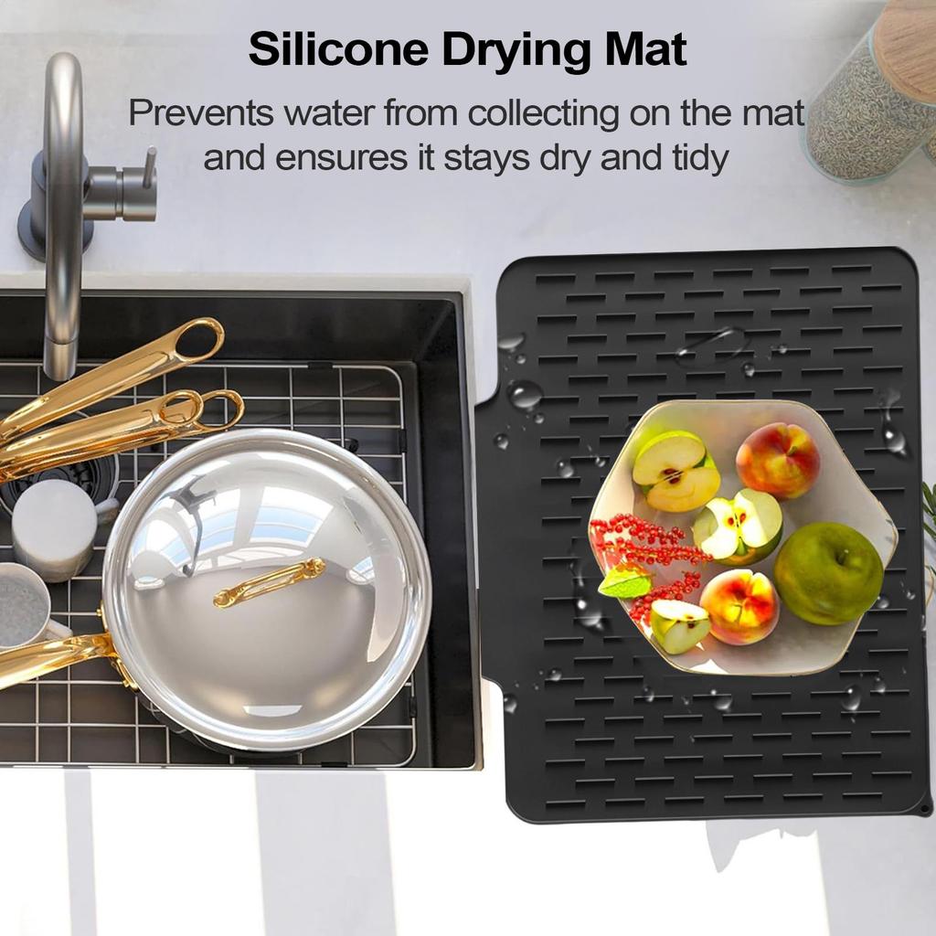 Dish Drying Mat For Counter Kitchen Counter Drying Mat Silicone Non-Slip Tableware Pad Drainage Holder For Bowl Plates Cutlery