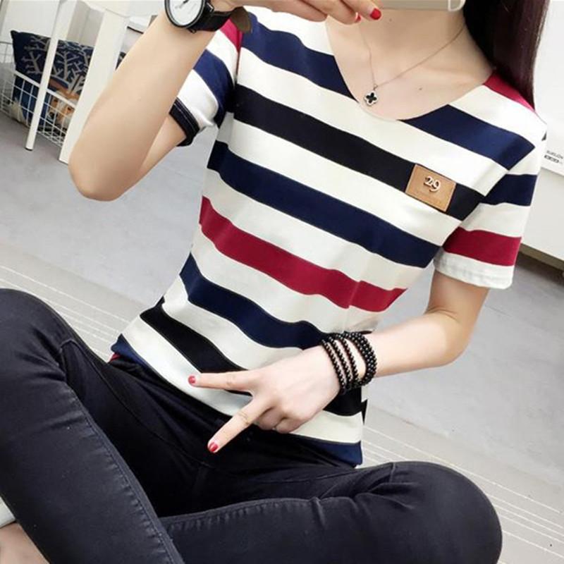 Harajuku Tricou de damă Modă de vară Dungi color-block Tricou de damă Casual Mânecă scurtă Îmbrăcăminte de damă Topuri y2k Tricouri