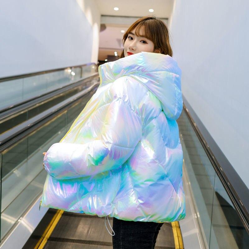 

Женские зимние пальто и куртки, красочные женские короткие хлебные одежды, утолщенные свободные куртки и парки, повседневные розовые, синие, белые