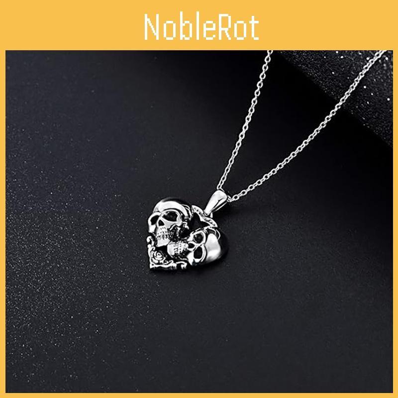 Skull Silver Geometric Pendant Necklace  Alloy Material Fashion Decoration Gift