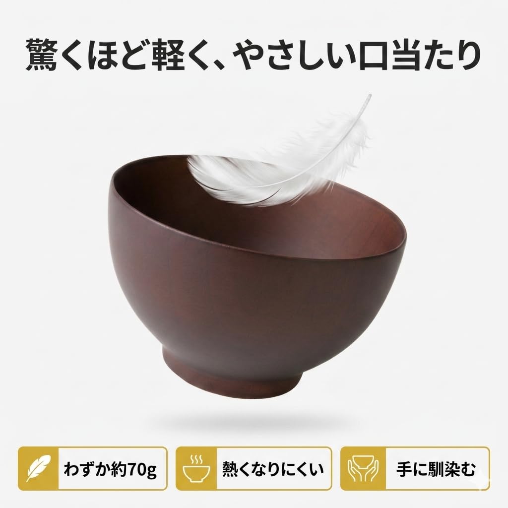 Wooden Soup Bowl, Dishwasher Safe, Natural Wood, Stylish, Nano-Coated, Gift Box Included, Curved Shape, kicoriya
